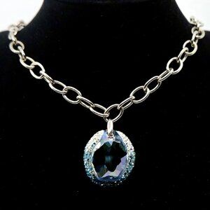 SWAROVSKI~Hyacinth~Violet Crystal Pendant~PRINCESS NECKLACE SWAN SIGNED